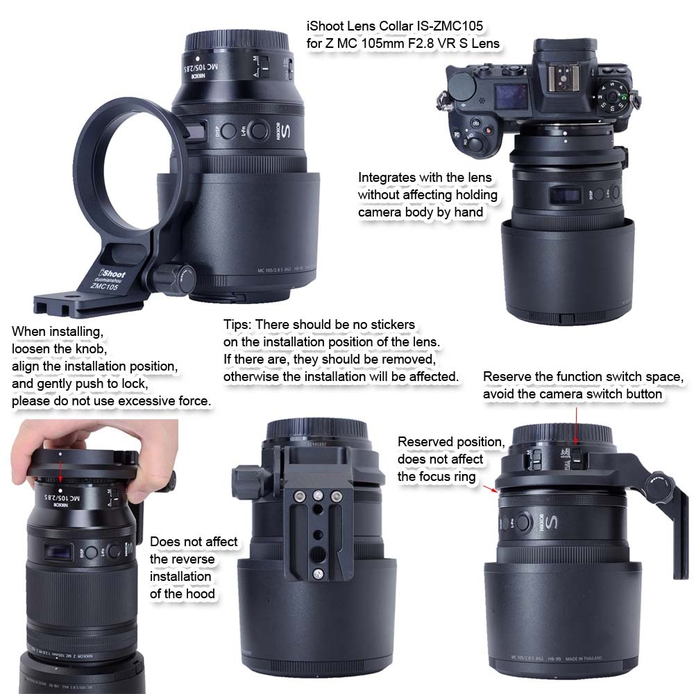 Best iShoot Lens Collar Tripod Mount Ring Support for Nikon Nikkor