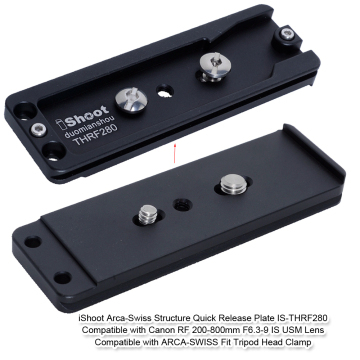iShoot Arca-Swiss Fit Camera Quick Release Plate Compatible with Canon RF 200-800mm F6.3-9 IS USM Lens