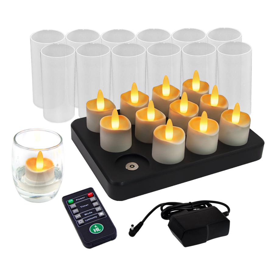 HL Rechargeable Tea Light Candles with Remote Timer, LED Tea Lights