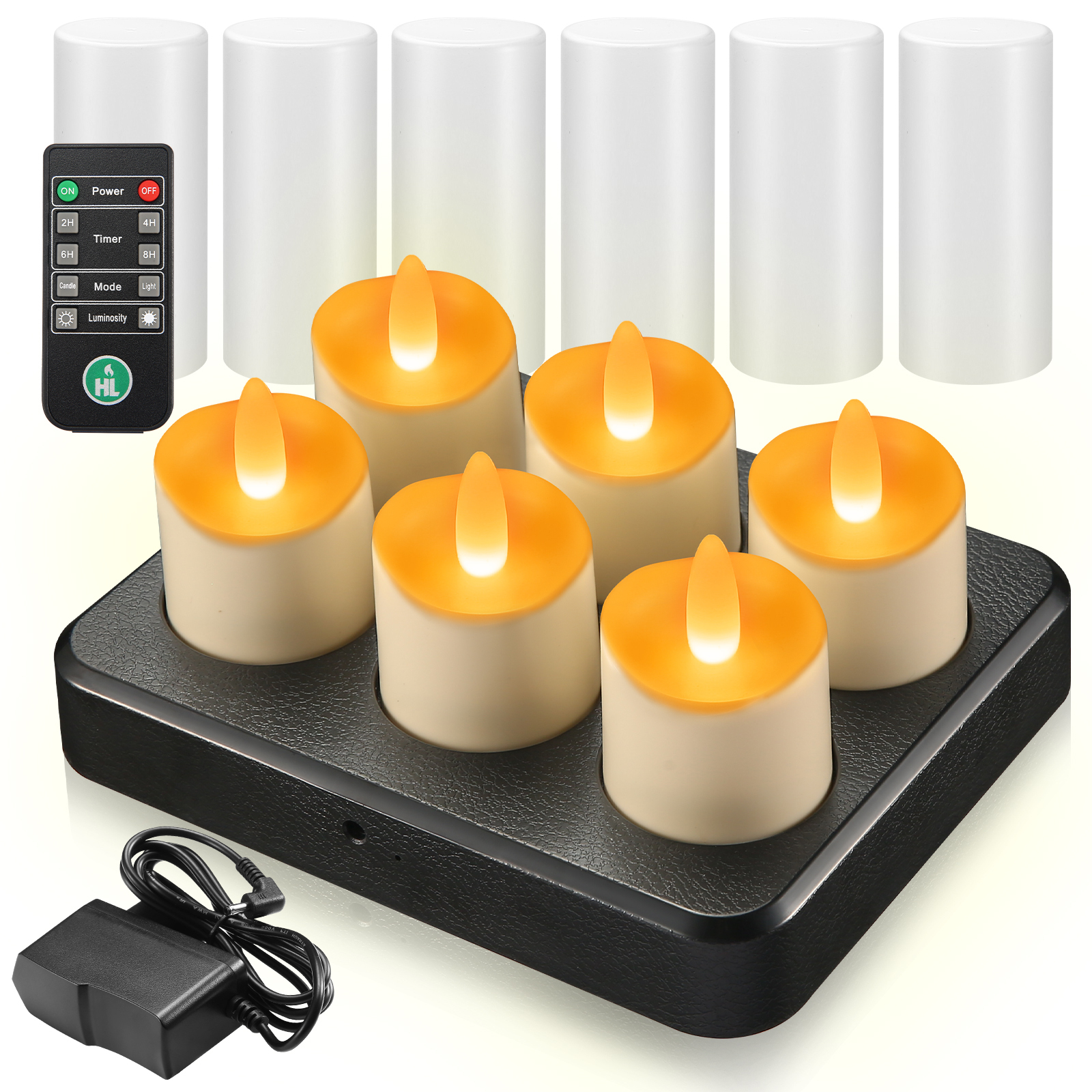 6 Pack 100H Rechargeable IP68 Waterproof Tea Lights with Remote Control