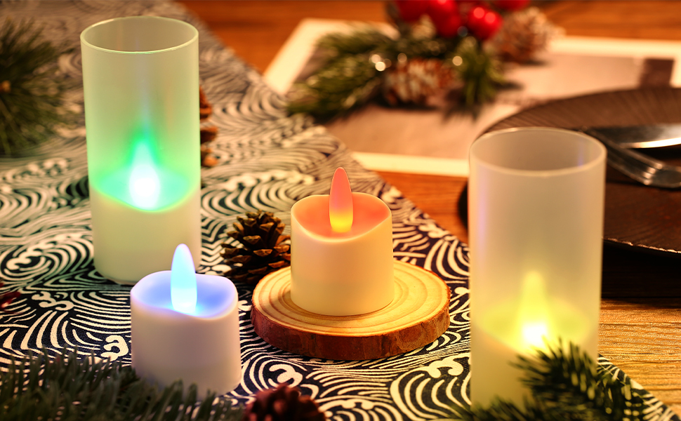 thumbnail image 2 of 12-Pack Orange Tealight Candles With 6H Timer Battery Operated LED... 2 of 14