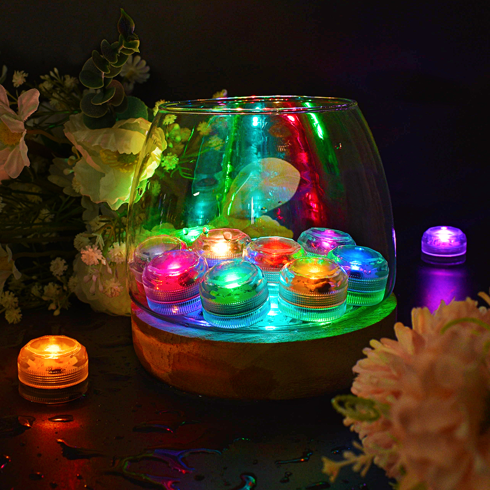 HL Submersible LED Lights Mini LED Lights Waterproof RGB Tealight Multi-Color with Remote for Aquarium,Pool,Vase,Garden,Wedding Party,Christmas Decor
