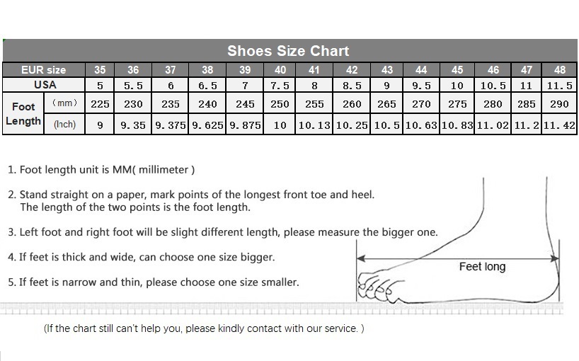 size chart off white shoes