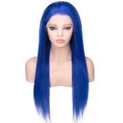 Blue Straight Colored Wigs Remy Human Hair Wigs Lace Front Full Lace Wigs SLD-43