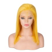 Yellow Straight Colored Wigs Remy Human Hair Wigs Lace Front Full Lace Wigs SLD-56