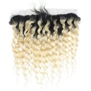 #T 1B/613 Blonde Dark Root Deep Wave Remy Human Hair Lace Frontal 13x4 13X4LCHA-28