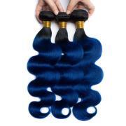 #T 1B/Dark Blue Body Wave Two Tone Hair Bundles Remy Human Hair Weft XTHW-199
