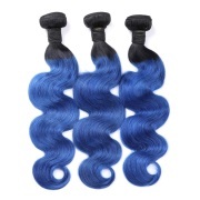 #T 1B/Blue Body Wave Two Tone Hair Bundles Remy Human Hair Weft XTHW-323