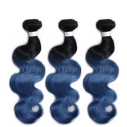 #T 1B/Blue Body Wave Two Tone Hair Bundles Remy Human Hair Weft XTHW-325
