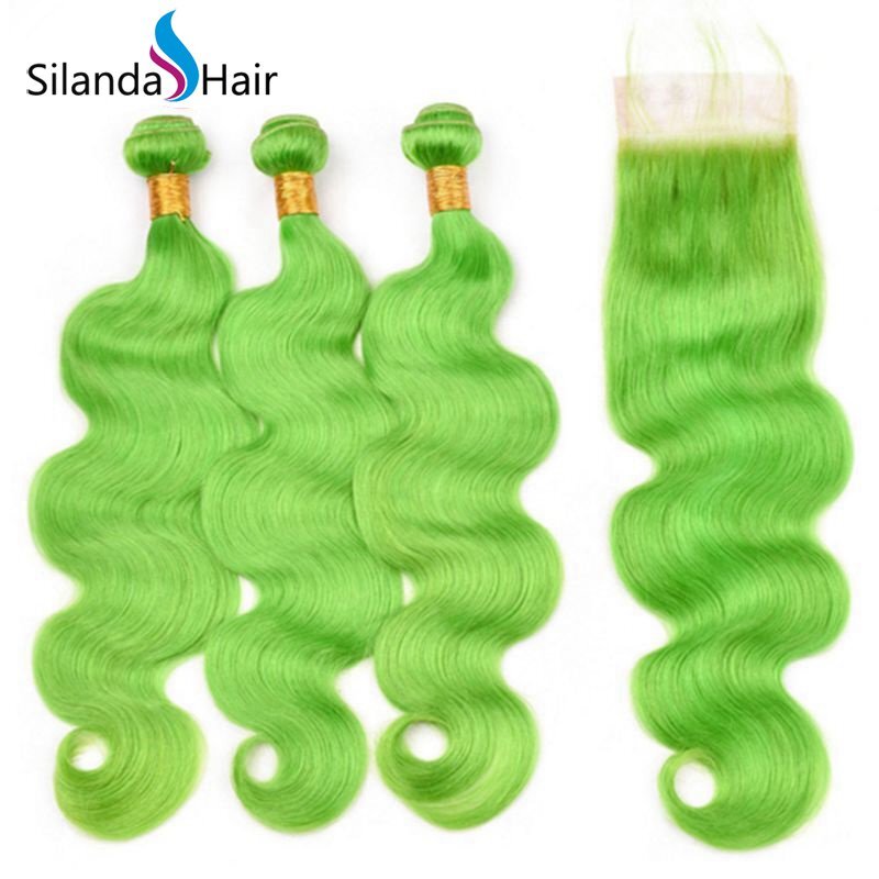 Light Green Body Wave 100% Remy Human Hair 3 Bundles