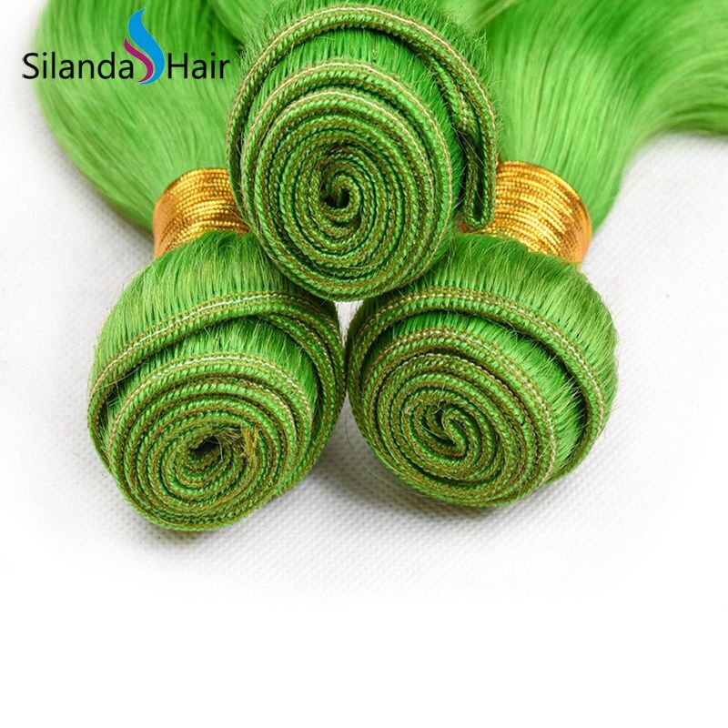 Light Green Body Wave 100% Remy Human Hair 3 Bundles