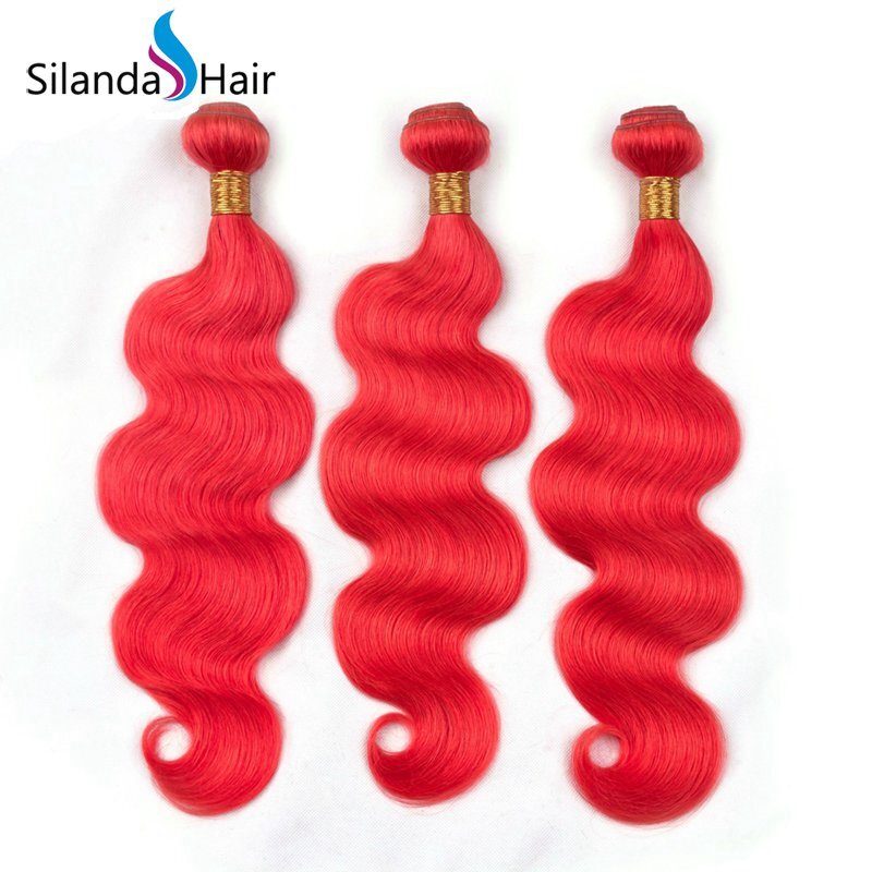 Red Body Wave Remy Human Hair 3 Bundles