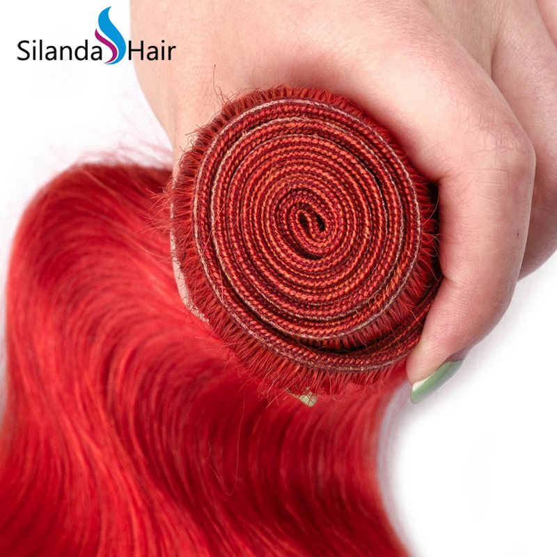 Red Body Wave Remy Human Hair 3 Bundles