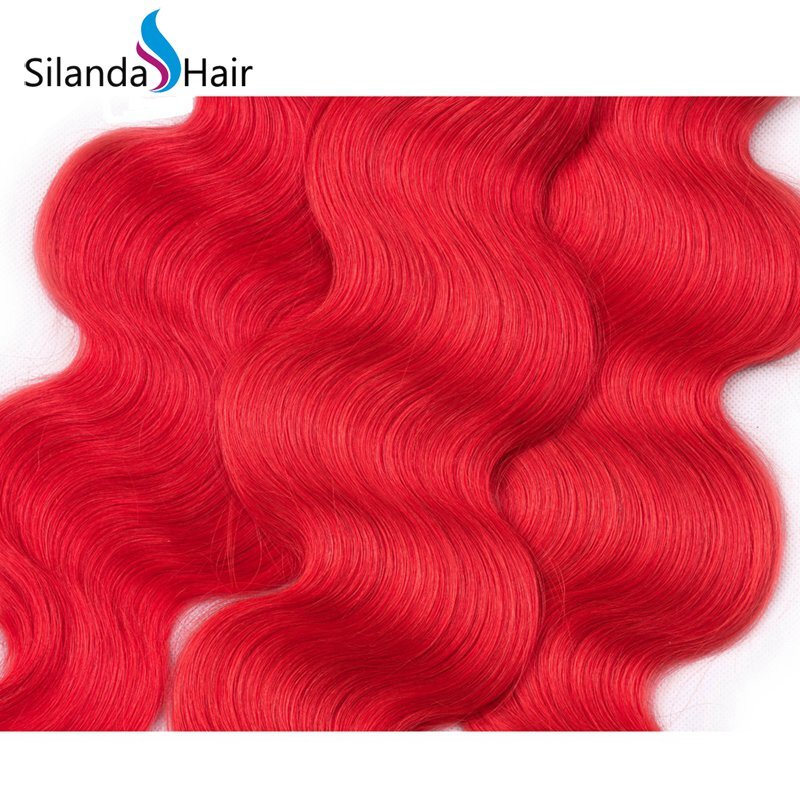 Red Body Wave Remy Human Hair 3 Bundles