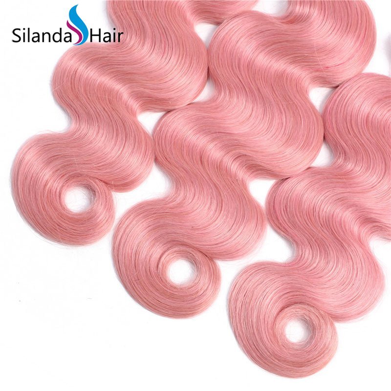 Nice Colored Body Wave Rose Pink Remy Human Hair 3 Bundles