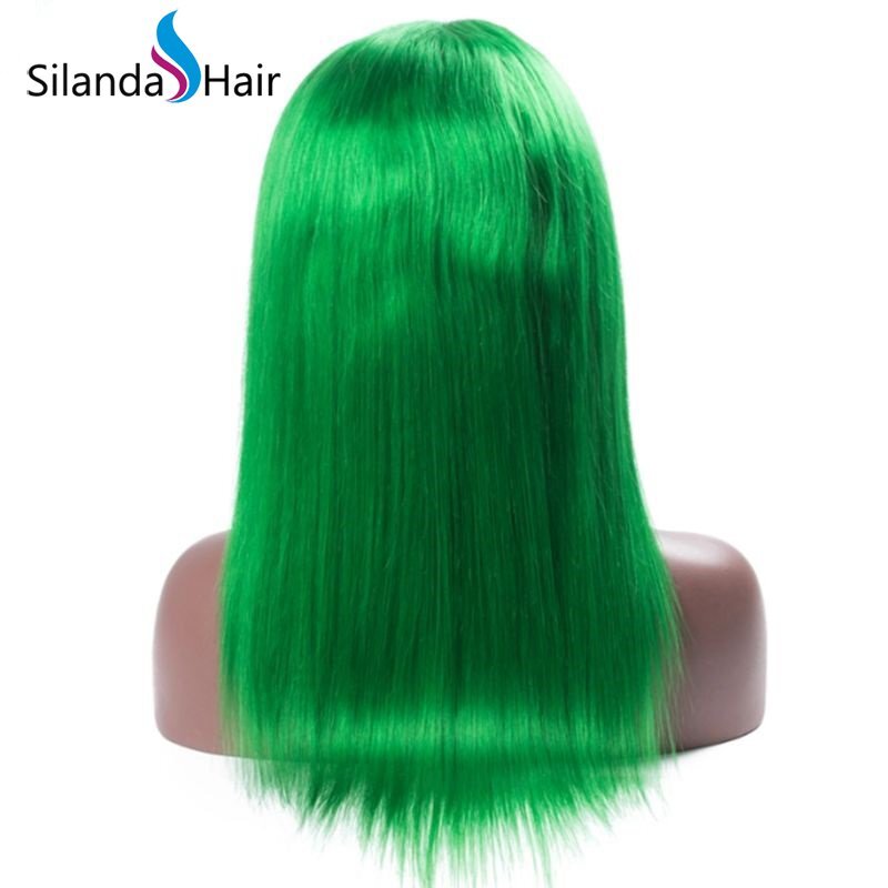 Silanda Hair 100 Percent Nice Green Straight Brazilian Remy Human Hair Lace Front Full Lace Wigs