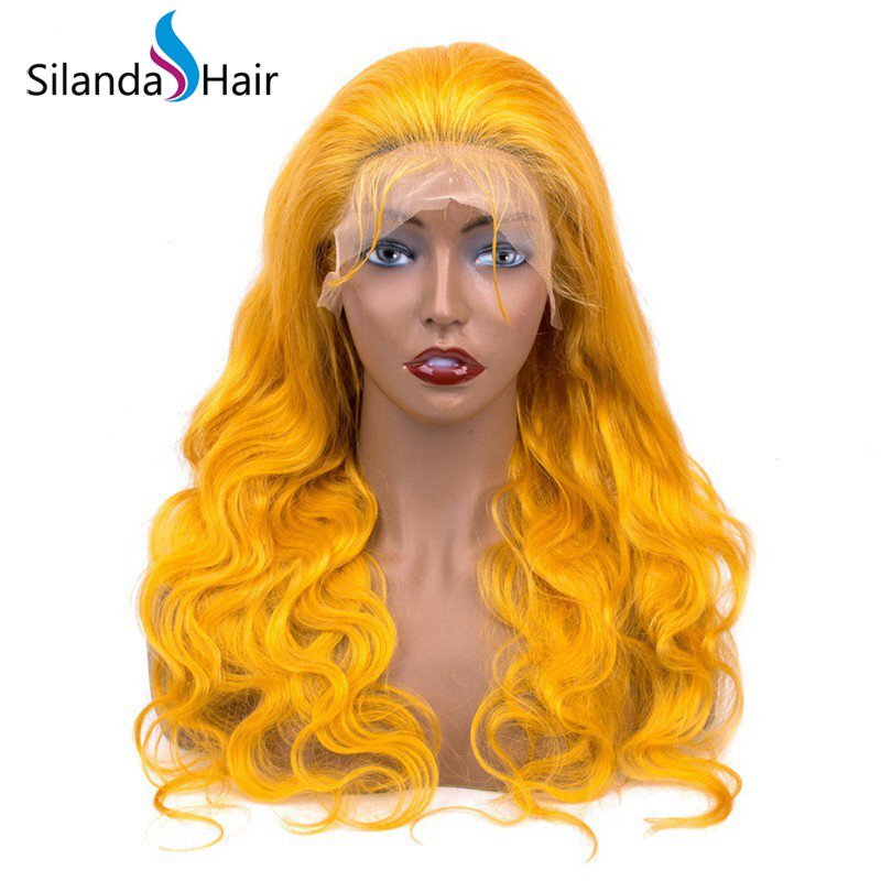 Silanda Hair Fashion Style Yellow Body Wave Brazilian Remy Human Hair Lace Front Full Lace Wigs