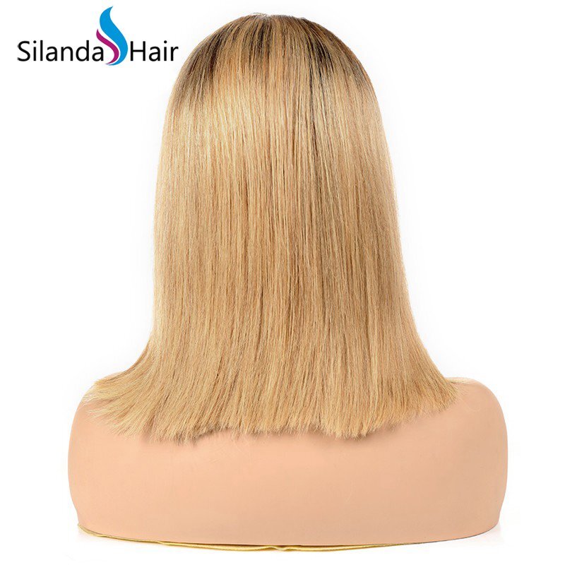 Silanda Hair Top Grade Ombre #T 1B/27 Straight Brazilian Remy Human Hair Lace Front Full Lace Wigs