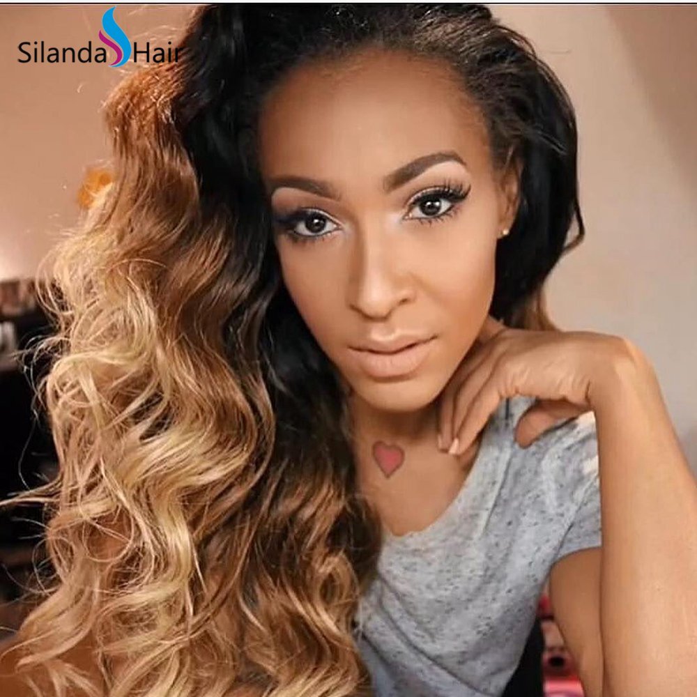 Silanda Hair Top Seller #T 1B/4/27 Body Wave Brazilian Remy Human Hair Lace Front Full Lace Wigs