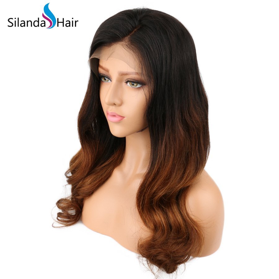 Silanda Hair Top Quality #T 1B/4/30 Body Wave Brazilian Remy Human Hair Lace Front Full Lace Wigs