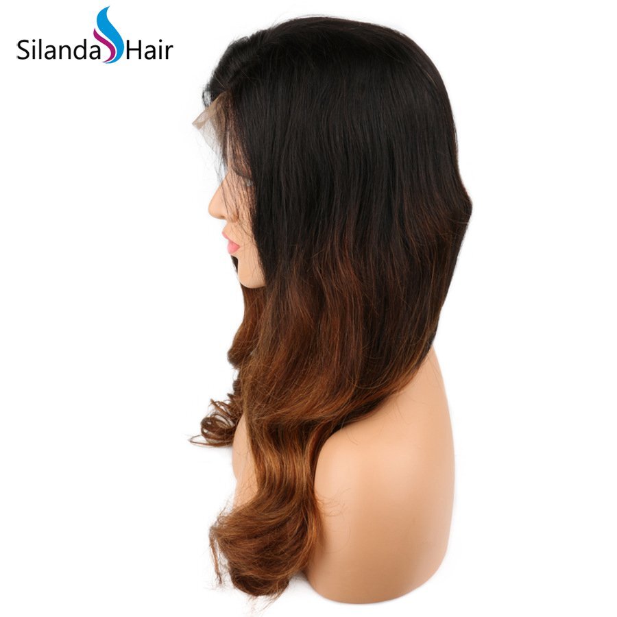 Silanda Hair Top Quality #T 1B/4/30 Body Wave Brazilian Remy Human Hair Lace Front Full Lace Wigs
