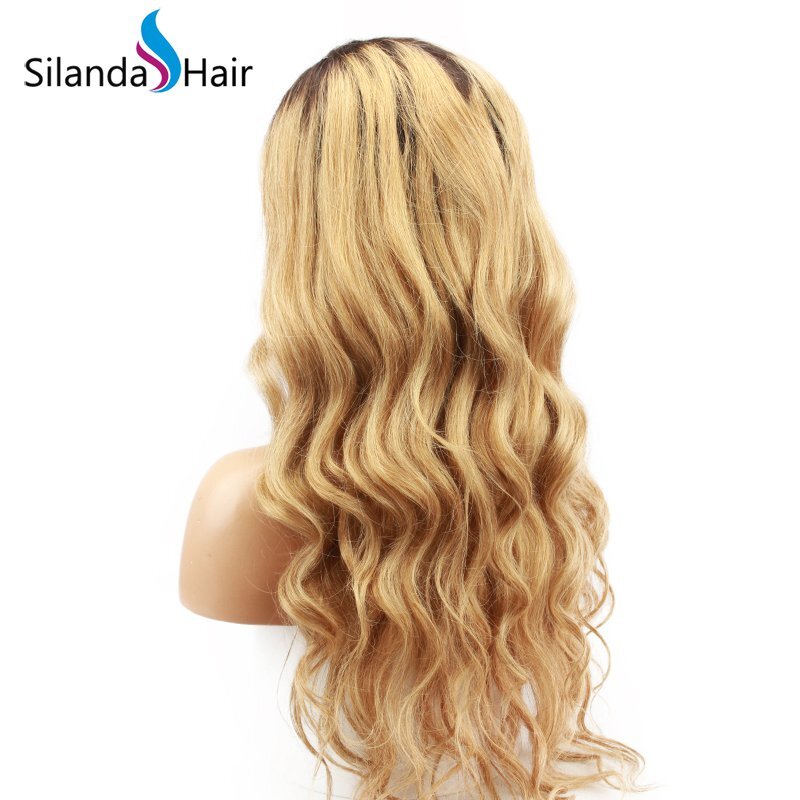 Silanda Hair High Grade Ombre #T 1B/27 Body Wave Brazilian Remy Human Hair Lace Front Full Lace Wigs