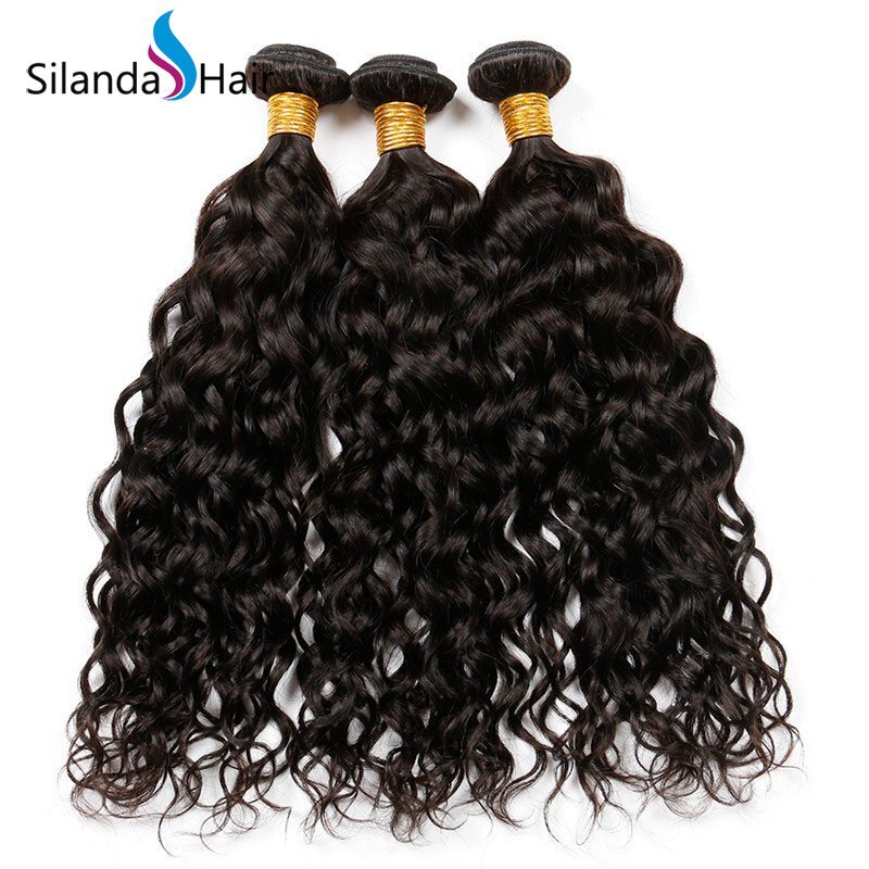 Natural Color Weft Hair Extensions Water Wave Brazilian Remy Human Hair Bundle Deals 3pcs/pack HAHW-09