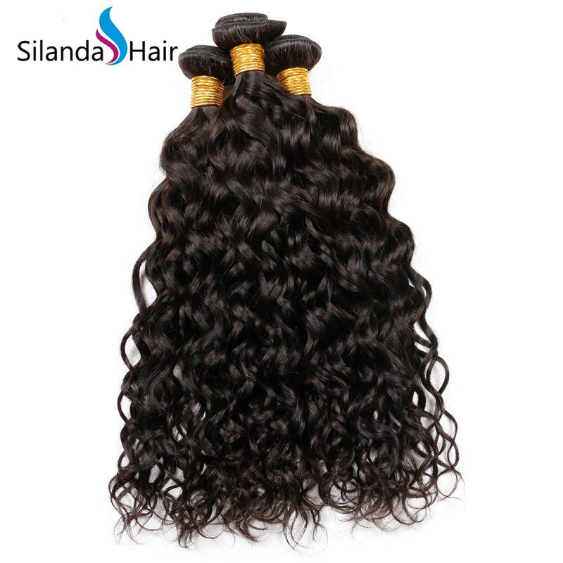 Natural Color Weft Hair Extensions Water Wave Brazilian Remy Human Hair Bundle Deals 3pcs/pack HAHW-09
