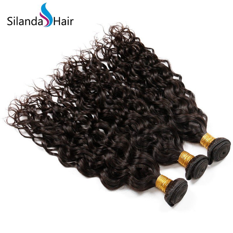 Natural Color Weft Hair Extensions Water Wave Brazilian Remy Human Hair Bundle Deals 3pcs/pack HAHW-09