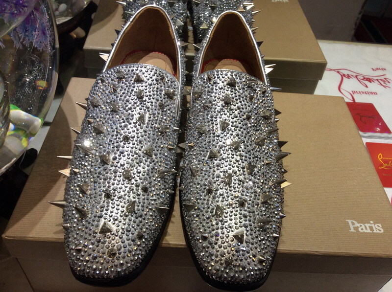 silver red bottom loafers