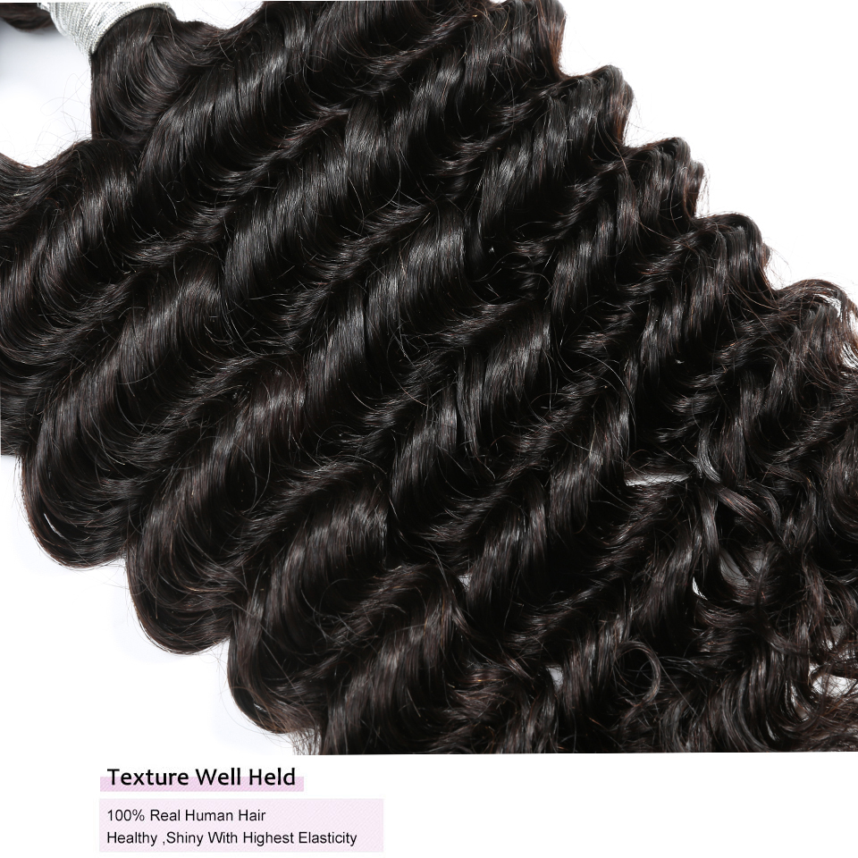 4 Bundles/Lot Brazilian Deep Wave Virgin Human Hair Extensions for sale