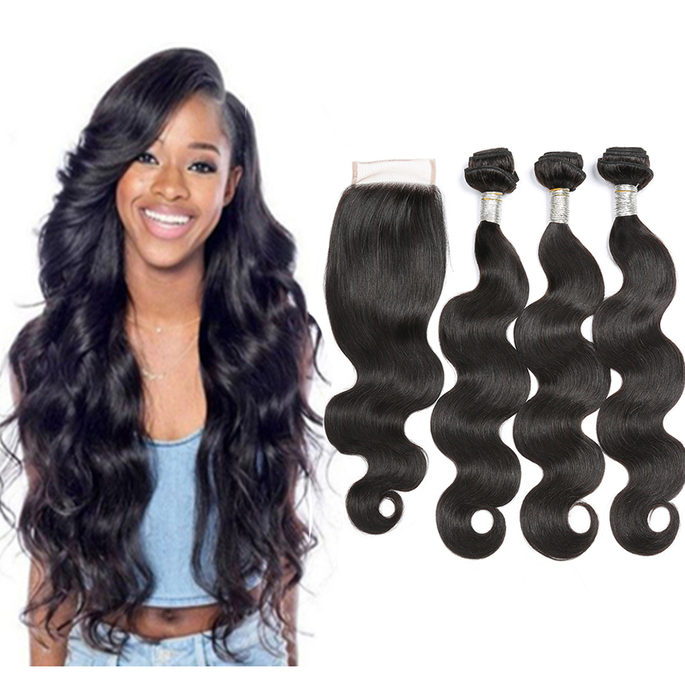 ESAMACT Brazilian Body Wave Virgin Hair Bundles With Closure