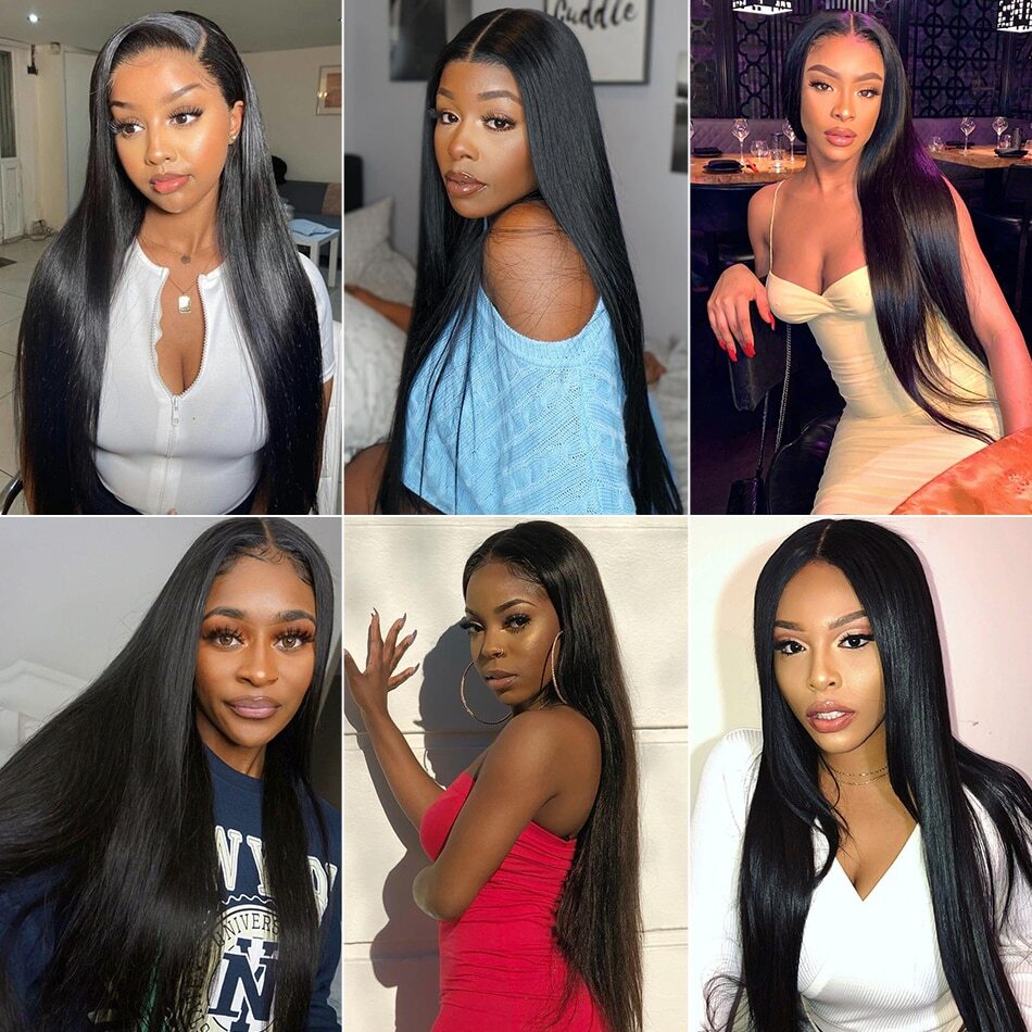 Brazilian Straight Glueless Frontal 13x4 Lace Front Human Hair Wigs Pre Plucked Virgin Human Hair For Women Brazilian Straight Glueless Frontal 13x4 Lace Front Human Hair Wigs Pre Plucked