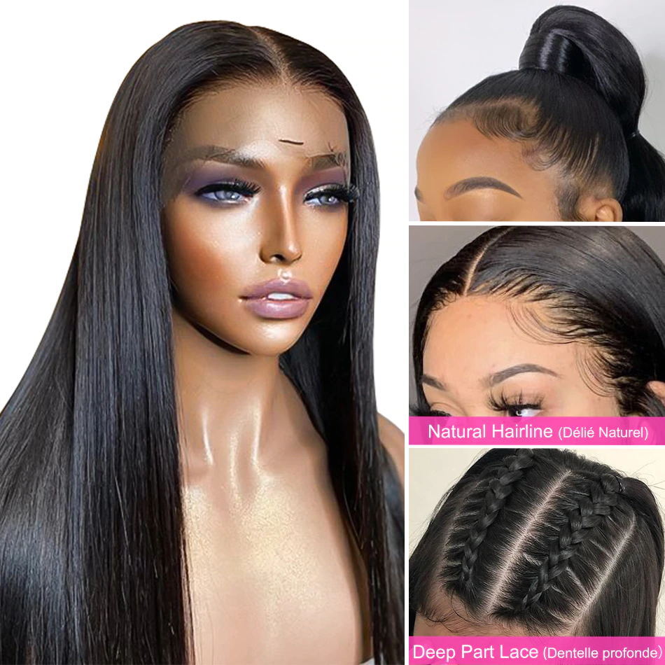 Brazilian Straight Glueless Frontal 13x4 Lace Front Human Hair Wigs Pre Plucked Virgin Human Hair For Women Brazilian Straight Glueless Frontal 13x4 Lace Front Human Hair Wigs Pre Plucked