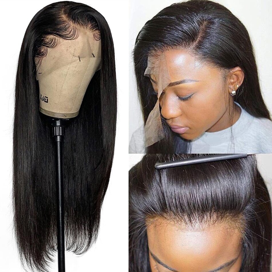 Brazilian Straight Glueless Frontal 13x4 Lace Front Human Hair Wigs Pre Plucked Virgin Human Hair For Women Brazilian Straight Glueless Frontal 13x4 Lace Front Human Hair Wigs Pre Plucked