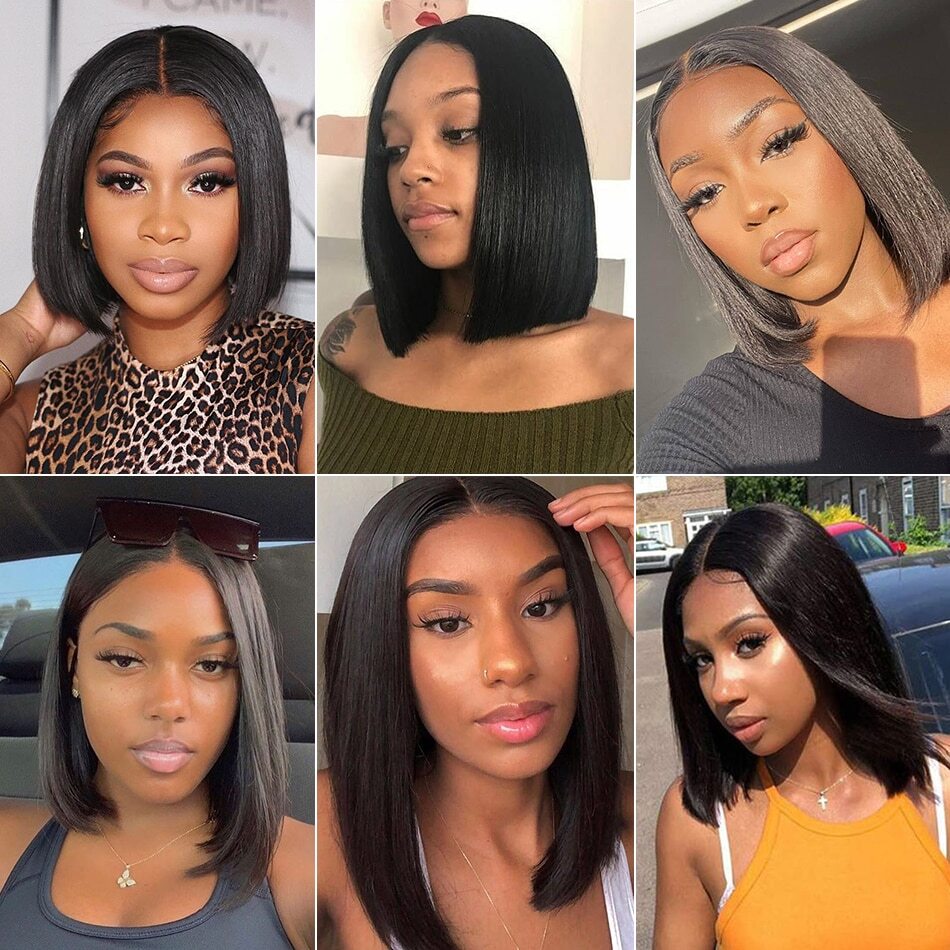 Short Bob Wig 13x4 Lace Front Human Hair Wigs Lace Frontal Straight 150 Density Brazilian Hair For Black Women Short Bob Wig 13x4 Lace Front Human Hair Wigs at Goldenwigs