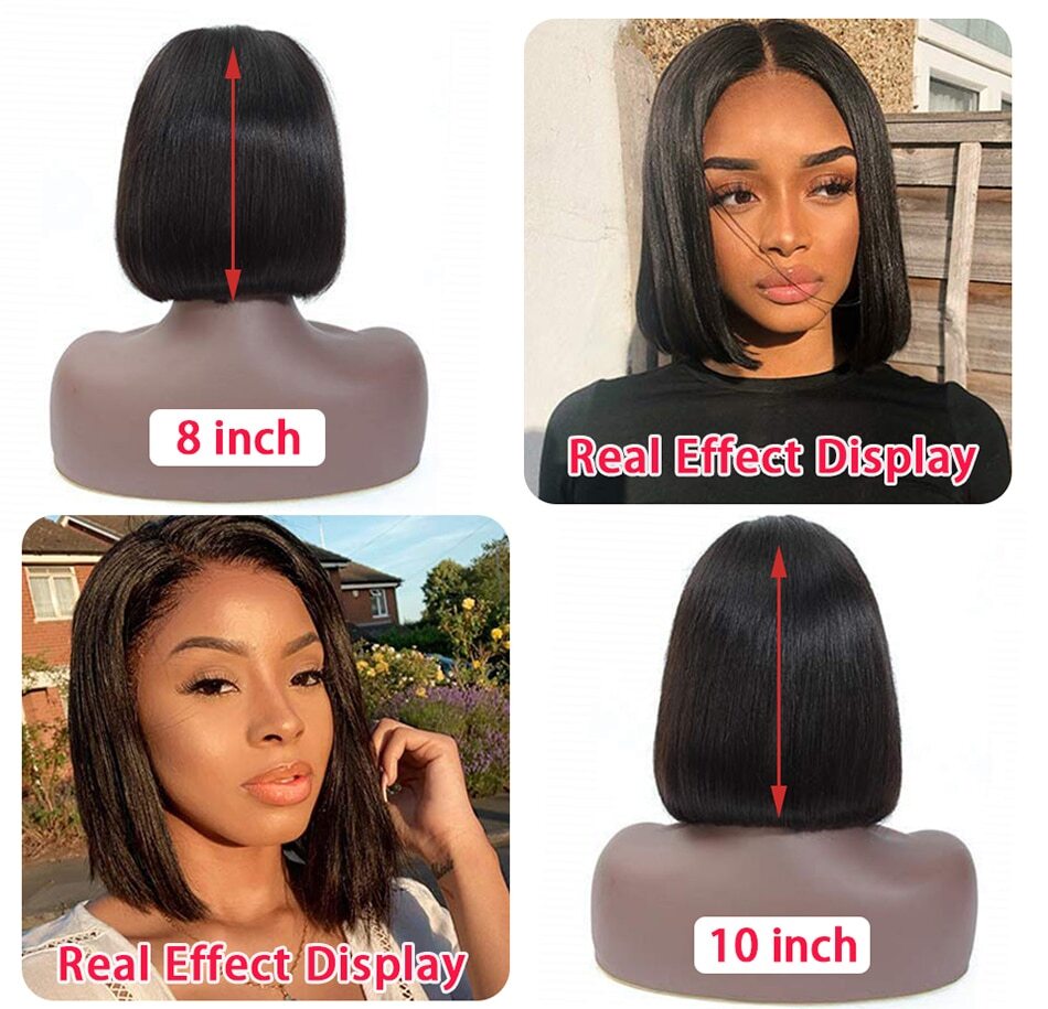 Short Bob Wig 13x4 Lace Front Human Hair Wigs Lace Frontal Straight 150 Density Brazilian Hair For Black Women Short Bob Wig 13x4 Lace Front Human Hair Wigs at Goldenwigs