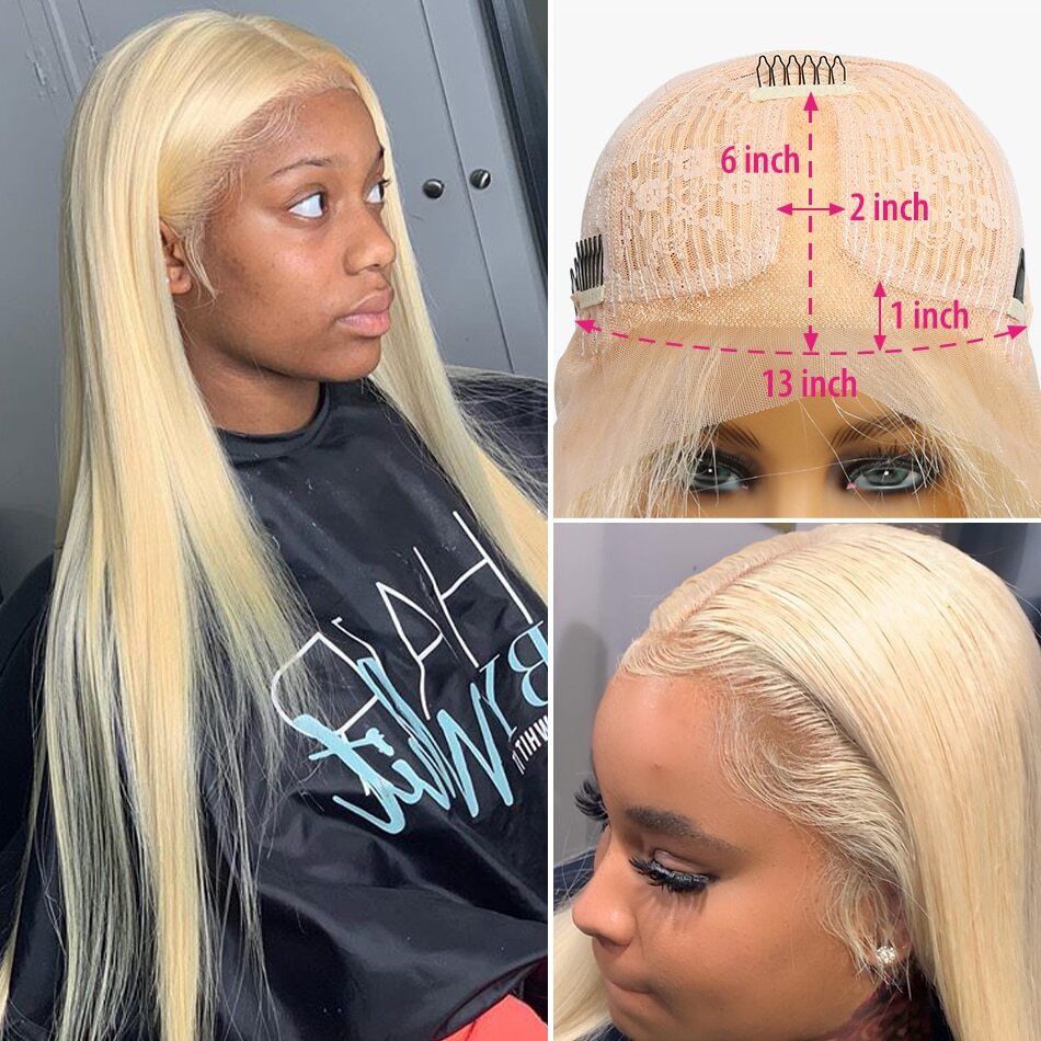 613 Honey Blonde Lace Front Human Hair Wigs Short Bob Wig  Remy Straight Pre Plucked Brazilian Hair Frontal Wig For Black Women Honey Blonde Lace Front Human Hair Wigs Short Bob Wigs