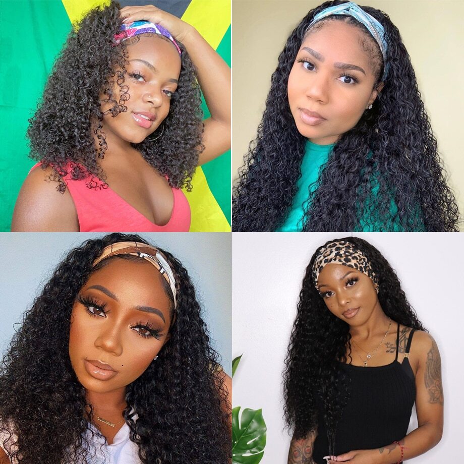 Realistic human hair wigs for African American women with Headband Wig Human Hair Curly Full Machine Made Wigs Realistic human hair wigs for African American women with Headband Wig Human Hair Curly Full Machine Made Wigs