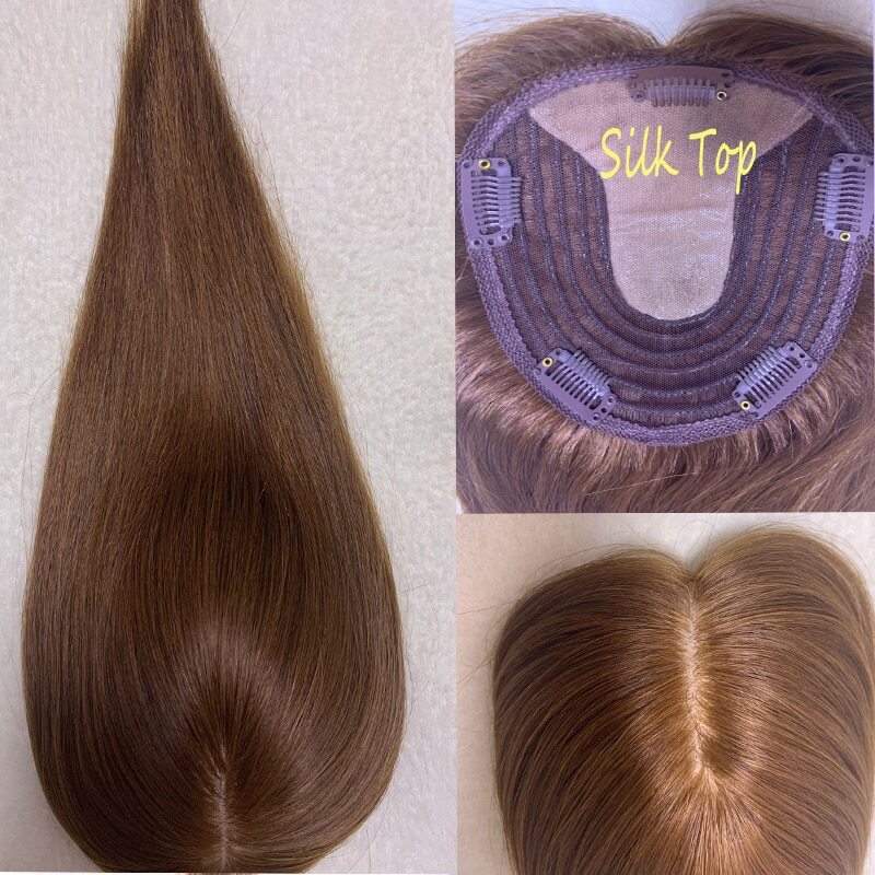 35cm Brown Blonde Colored Toupee Hair For Women 100% Human Hair  Clip Ins 13*15cm 130% Volume Extension For Less Hair Area Goldenwigs 35cm Brown Blonde Colored Toupee Hair For Women 100% Human Hair  Clip Ins 13*15cm 130% Volume Extension For Less Hair Area