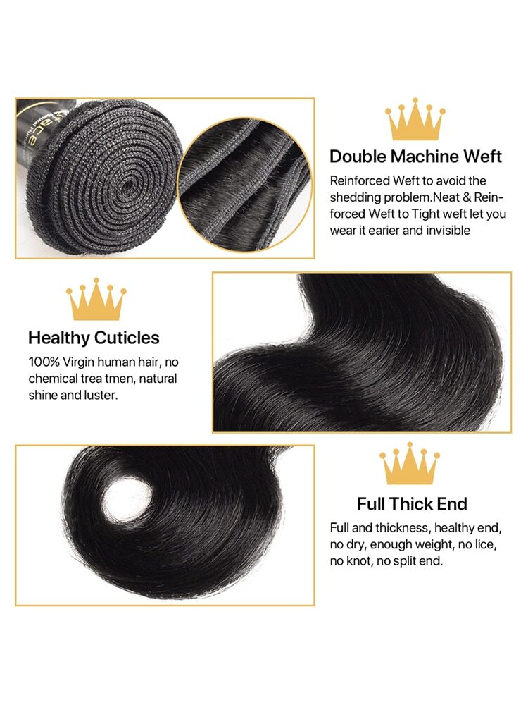 Body Wave bundles human hair extensions for volume and length Brazilian Natural Black Hair Weave 4 Remy Human hair bundles Deals for Black Women Hair Extensions Body Wave bundles human hair extensions for volume and length