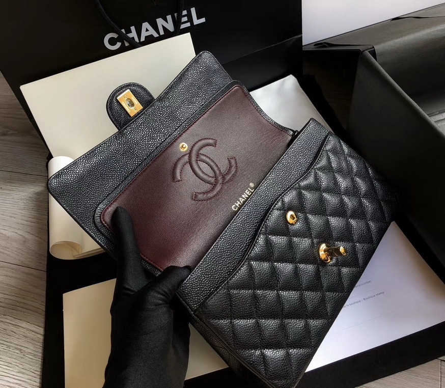 Copy handbags chanel classic flap bag for sale replica bags online Chanel Jumbo Black Caviar 2 ...
