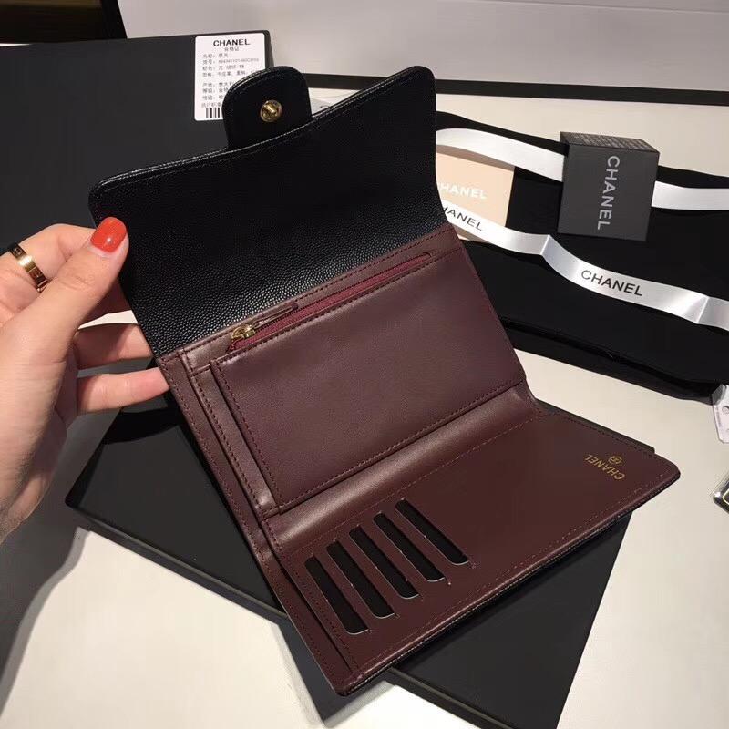 Chanel caviar wallet trifold wallet womens designer credit card wallet new female wallets black ...