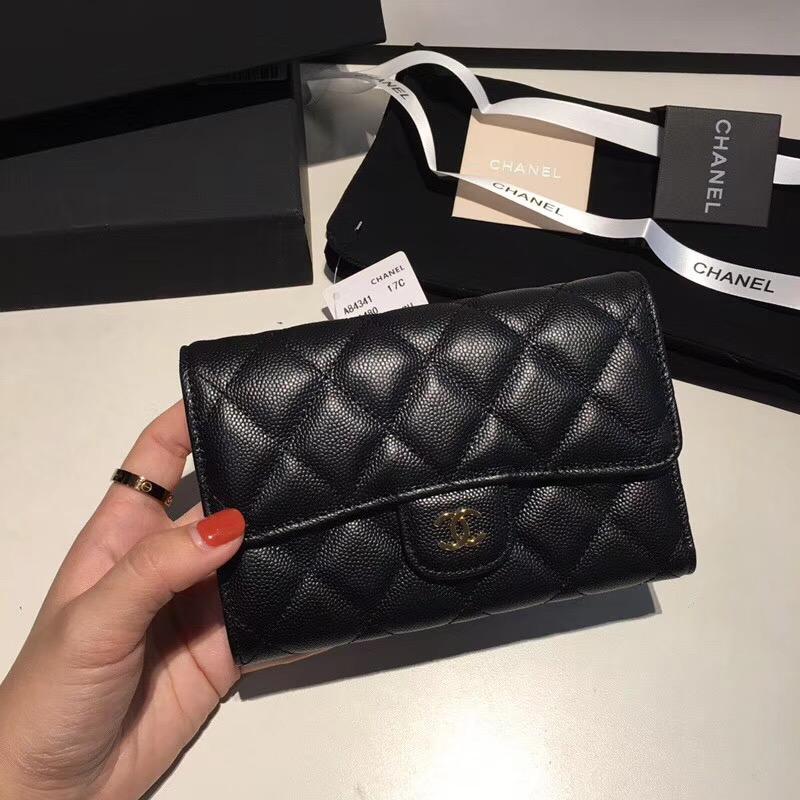 Chanel caviar wallet trifold wallet womens designer credit