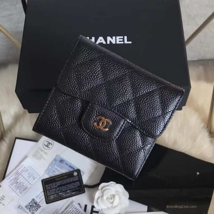 Chanel wallet purse womens chanel caviar wallet chanel card holder wallet Quilted trifold short ...