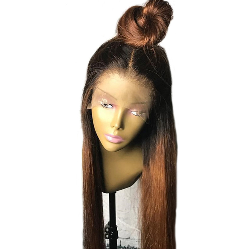 Colored 180% Density Ombre Human Hair Lace Front Wig Wavy 1B/30
