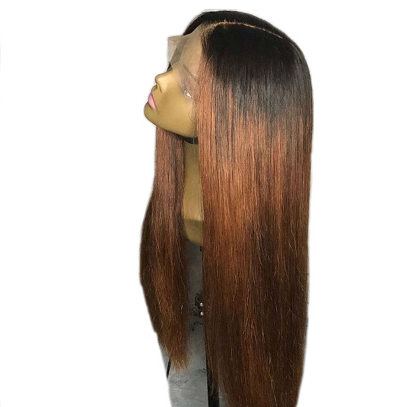 Colored 180% Density Ombre Human Hair Lace Front Wig Wavy 1B/30