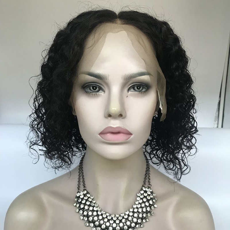 Deep Parting Curly Hair Premier Lace Wigs Wet And Wavy Lace Front Short Bob Wigs