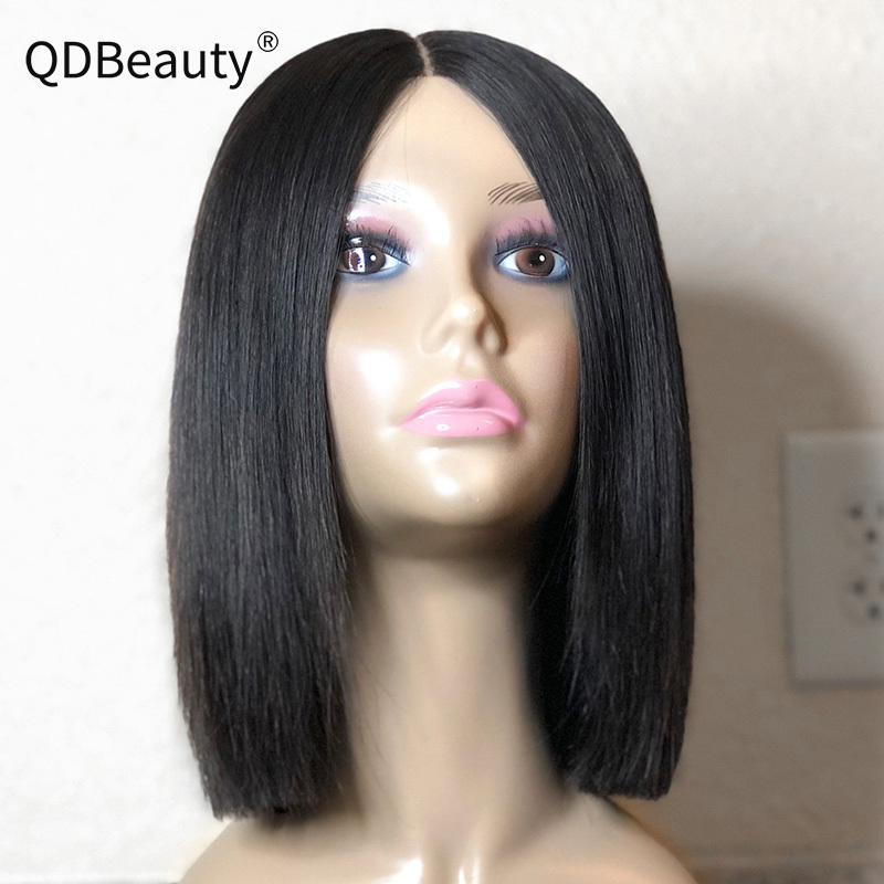 QDBeauty Hair 13x6 Lace Front Human Hair Wigs Straight Frontal Wig Virgin Bob Short Wigs