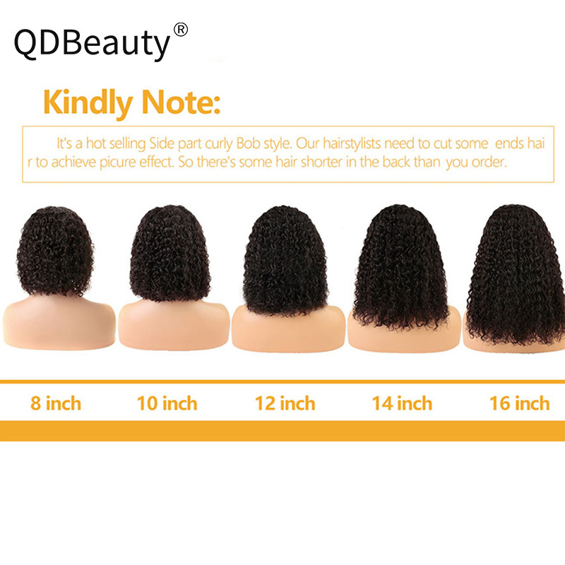 QDBeauty Short 13x6 Lace Front Human Hair Wigs Pre Plucked With Baby Hair Curly